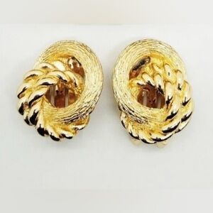 Vintage Christian Dior Elegant Gold-Tone Knot Earrings Authentic